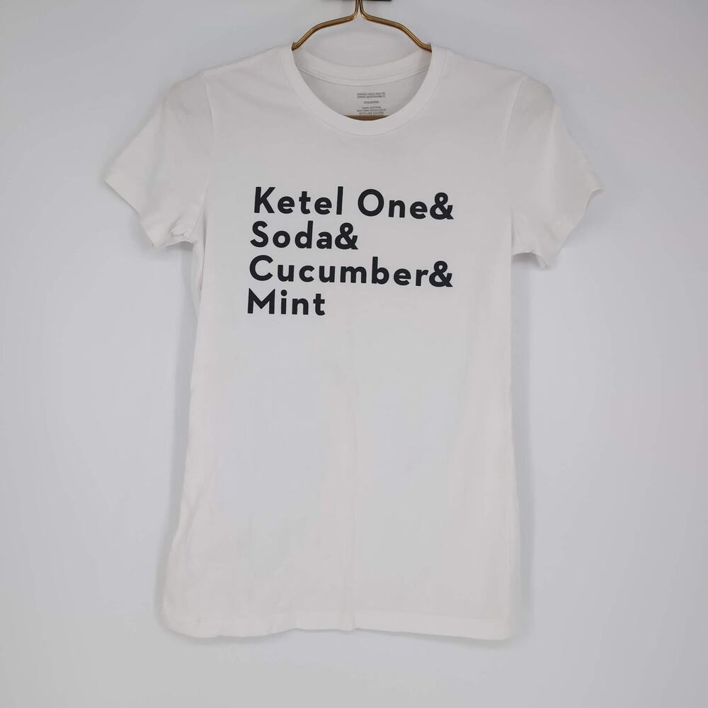 Ketel One Cucumber Mint White Women's Crewneck Two Faced T-Shirt - Size M - VGUC